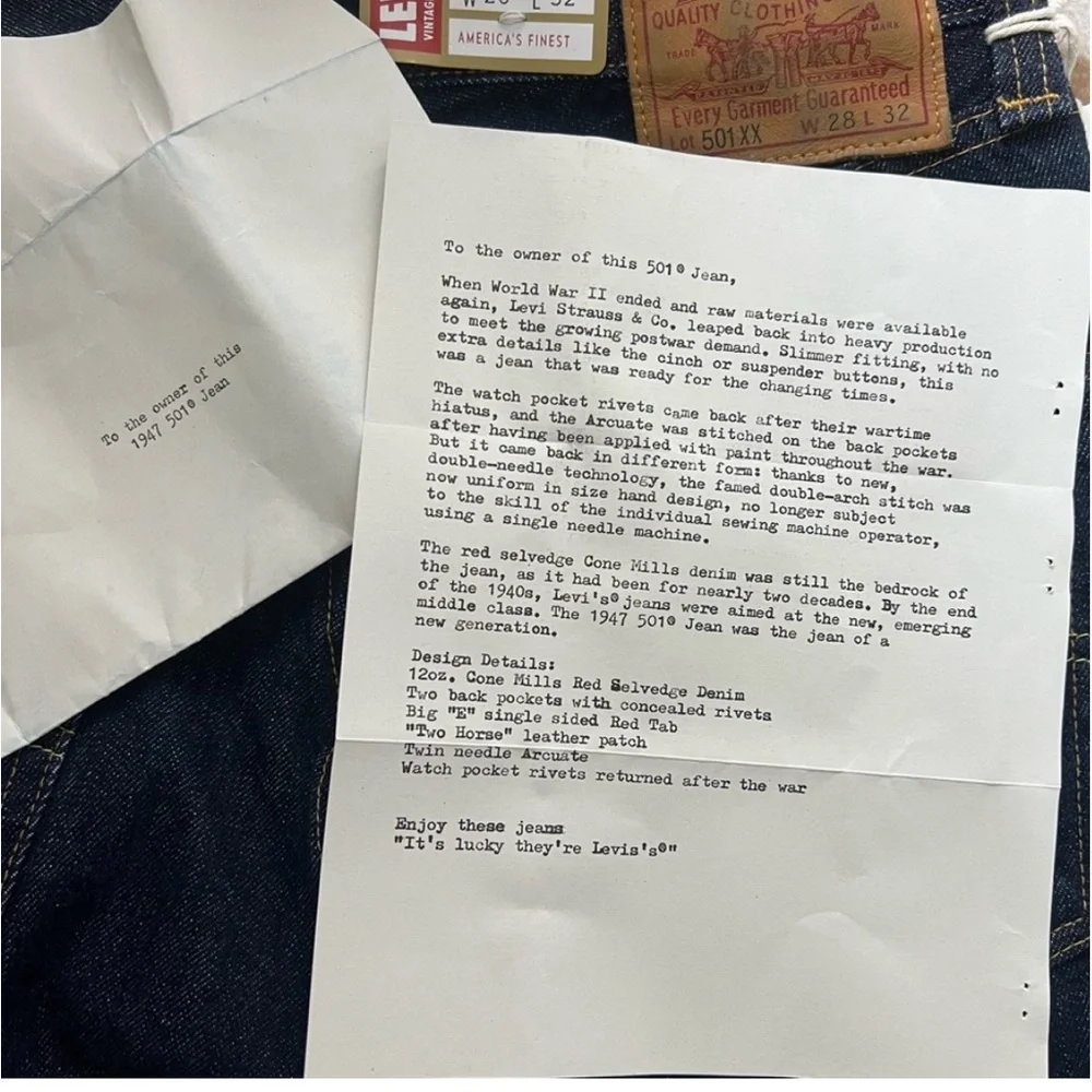 Levi's Vintage Clothing
1947 501 ORIGINAL FIT SELVEDGE JEANS Reproduction 28x32 - Picture 7 of 12